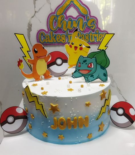 Gotta catch 'em all! ⚡⚡ Thank u sooo much po ulit Fatima! 💛💛 #chinscakesnpastries #pokemon #pokeball #pikachu #bulbasaur #charmander #birthdaycake #customized #customizedcake Catch Em All, Pikachu, Pokemon, Birthday Cake, Cake