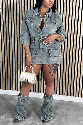 Pinterest Summer Denim Mini Dress For Club, Trendy Blue Denim Club Dress, Spring Blue Denim Club Dress, Denim Mini Dress For Club, Blue Jean Dress Outfit, Fitted Denim Mini Dress For Club, Denim Themed Party Outfit, Denim Themed Party, Denim Dress Outfit Ideas