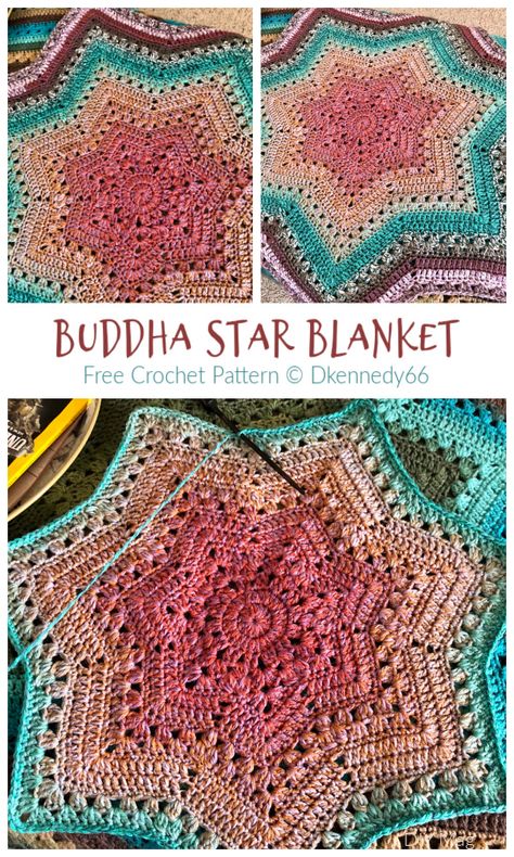 7 6-Day Blanket Free Crochet Patterns - DIY Magazine Motif Mandala Crochet, Crochet Star Blanket, Motifs Afghans, Zig Zag Crochet, Mandala Yarn, Beau Crochet, Confection Au Crochet, Crochet Blanket Designs, Crochet Mandala Pattern