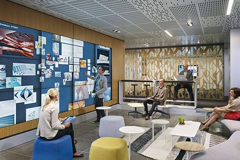 WORK Workplace Technology, Collaboration Area, Collaborative Workspace, Desain Editorial, Corporate Interiors, Office Setting, Collaboration Space, Workplace Design, Workspace Design