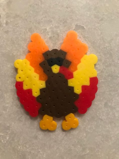 Pearler Bead Patterns Thanksgiving, Turkey Perler Beads, Melted Beads, Pearl Beads Pattern, Beads Pattern, Kid Friendly Crafts, Melty Beads, Melting Beads, Bead Ideas