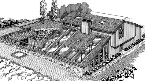 earth sheltered homes floor plans | Earth Sheltered Earth House Plans, Floor Plans With Greenhouse, Earth Homes Design, Earthship Home Plans, Underground House, Earth Sheltered Homes, Casa Hobbit, Sheltered Housing, Earthship Home