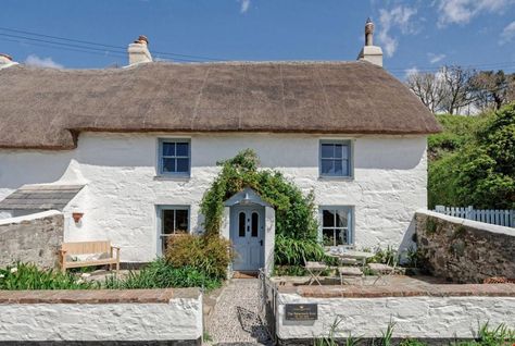 Houses to buy in Cornwall | House & Garden Cornwall House, Cottage Names, Outside Seating Area, Fishermans Cottage, Cottage Exterior, Self Catering Cottages, Luxury Cottage, Thatched Cottage, White Cottage