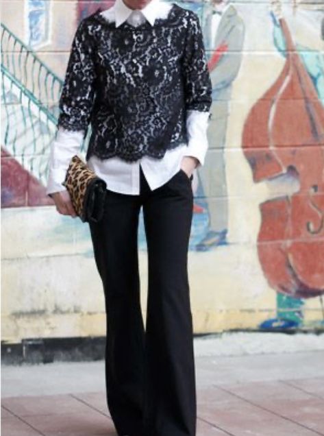 Lace Blouse Outfit, Black Blouse Outfit, Lace Top Outfit, Lace Outfit, Top Outfit, Black Lace Tops, Blouse Outfit, Work Fashion, Look Fashion