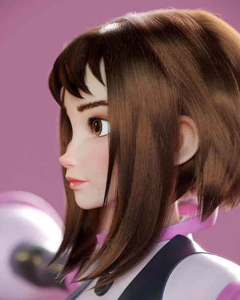 Mha 3d, Hannu Koskinen, 3d Sculpting, Ochako Uraraka, Hair Tattoos, Digital Art Anime, Cut My Hair, Hero Academia Characters, 3d Characters