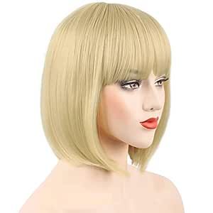 MOSINA 613 Blonde Bob Wig - Short 613 Blonde Straight Bob Wigs with Bangs for Women, Colorful Short Hair Wig, Cute Synthetic Wig for Cosplay, Daily, Halloween (12inch) Colorful Short Hair, 613 Blonde Bob, Wig Cute, Bob Wigs With Bangs, Blonde Bob Wig, Bangs For Women, 613 Blonde, Wig Short, Short Hair Wigs