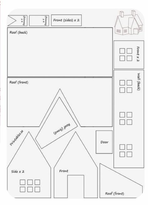 Gingerbread House Template Printable, Gingerbread House Pattern, Cardboard Gingerbread House, Homemade Gingerbread House, Paper House Template, Gingerbread House Patterns, Cool Gingerbread Houses, Gingerbread House Recipe, Gingerbread House Template