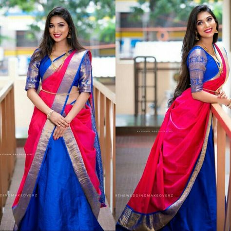 Double Saree Draping Styles, Cancan Saree Drape, Ghagra Saree, Cancan Saree, Saree Drape, Lehenga Style Saree, Lehenga Saree Design, Saree Wearing Styles, Half Saree Lehenga