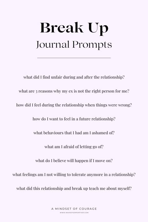 Even if it feels like the end of the world now, this break up was meant to teach you a lesson and put you back on the right track. use these journaling prompts to learn and grow from your break up with so you become available for the relationship that's really meant for you and, most importantly, that you deserve. Click for more prompts. #journaling #love #relationships Past Relationship Journal Prompts, Things To Do When You Break Up, Writing Prompts After A Break Up, Getting Over Him Journal Prompts, Healing From A Break Up Journal Prompts, Journaling For Breakup, Breakup Reflection Questions, Getting Over An Ex Journal Prompts, Journal Prompts To Get Over Him