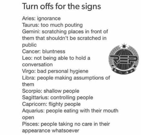 Turn offs for the Signs Gemini Turn Ons And Turn Offs, Gemini Turn Ons, Aquarius Core, Shallow People, Turn Offs, Controlling People, Poems Quotes, Personal Hygiene, The Signs