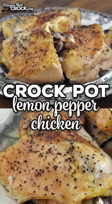 Lemon Pepper Chicken Crockpot, Lemon Peper Chicken, Simple Crock Pot Chicken, Lemon Pepper Chicken Breast Recipe, Lemon Chicken Crockpot, Chicken For Two, Crock Pot Chicken Recipe, Easy Lemon Chicken Recipe, Recipes With Chicken And Peppers