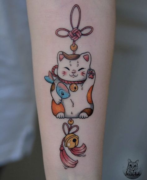 Lucky Cat Tattoo, See Tattoo, Tattoo Me, Bunny Tattoos, Cat Tattoos, Kawaii Tattoo, Tattoo Now, Tatuaje A Color, Japan Tattoo