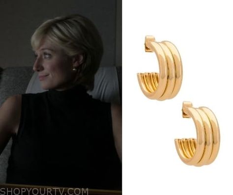 The Crown: Season 6 Episode 4 Princess Diana's Gold Multi Hoop Earrings Princess Diana Earrings, Diana Jewellery, Diana Earrings, Princess Diana Jewelry, The Crown Season, 4 Princess, Cartier Earrings, Fancy Fashion, Chunky Earrings