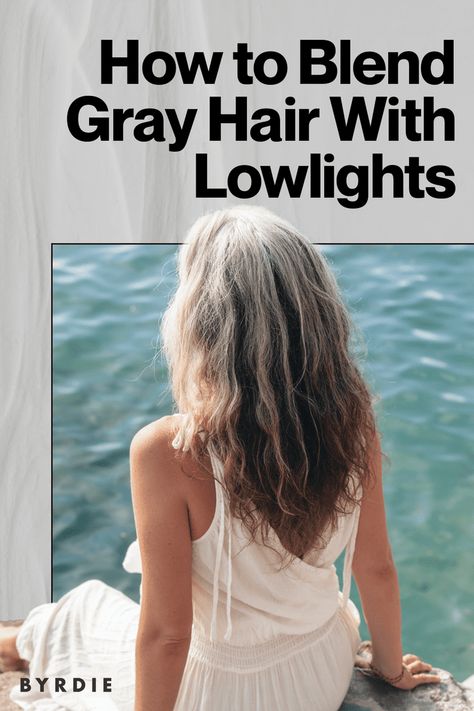 Gray Blending With Lowlights, Transitioning To Grey Hair Highlights, Lowlights For Grey Hair Going Gray, Gray Hair Brown Lowlights, Low Lights In Grey Hair Gray, Ideas For Greying Hair, Grey Blending Lowlights, Grey Hair Highlights Blending, Lowlights To Cover Grey