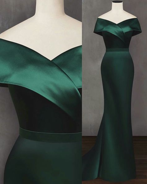 Gown Pattern Western, Simple Mermaid Party, Emerald Green Evening Dress, Coral Gown, Nikah Dress, Green Evening Dress, Simple Bridesmaid Dresses, Gown Pattern, Pretty Prom Dresses