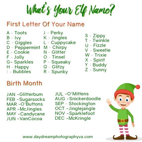 Christmas Elf Names Funny, What’s Your Name, What Is Your Elf Name, December Prompts, Elf Name Game, Christmas Elf Names, Your Elf Name, Elf Name Generator, Whats Your Elf Name