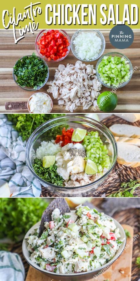 Mexican Chicken Salad Recipe With Cilantro Lime Crema, Chicken Salad With Cilantro, Chili Lime Chicken Salad, Cilantro Lime Chicken Salad Recipe, Keto Cilantro Lime Chicken, Chicken Salad With Red Peppers, Chicken Salad With Celery Recipe, Fun Chicken Salad Recipes, Healthy Mexican Chicken Salad