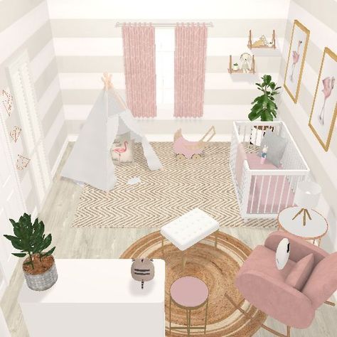 Kid And Baby Room Shared, Girls Room Decals, Bloxburg Bedroom, Dream House Bedroom, Blox Burg, Blocksburg Room Ideas￼, Cozy Living Room Design, House Decorating Ideas Apartments, Simple Bedroom Design