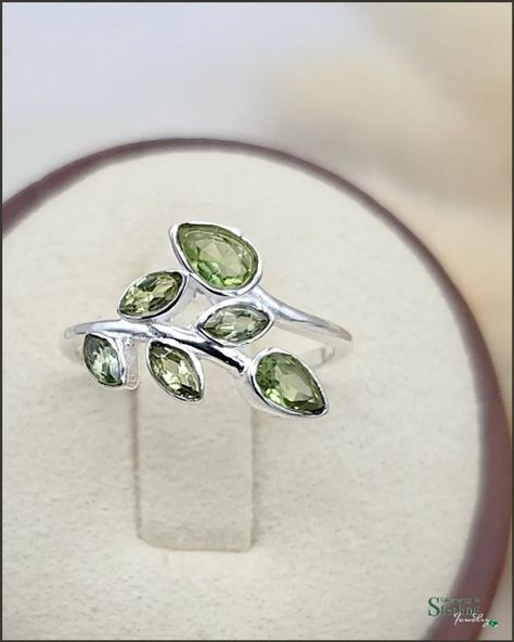 For the #greeneyedgirl we have #peridot 😊💚 Preorder your size for our next shipment! . #statementsinsterlingjewelry #realoriginalcollectiblekeepsakes #customorders #preorder Silver Leaf Ring, Girl With Green Eyes, Leaves Ring, Silver Leaves, Leaf Ring, Peridot Ring, Jewelry Making Ideas, Sterling Jewelry, Childrens Jewelry