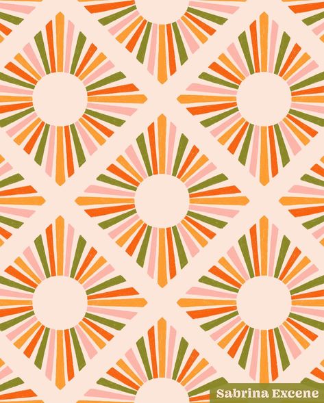 Trying to bring a little warmth into the gloom over here with some Summery recolors of my Diamond Sun Rays pattern ☀️ Once again went overboard with the color options and can’t decide 🙃 . . . #sunpattern #sunrays #sunillustration #surfacepatterndesigner #capturingcolour #patternlove #licensingartist #artlicensing #printandpattern #sunshine🌞 #colorfulpattern #summerpattern Horse Memes, Camp Design, Wallpaper Background Design, Patterns Flowers, Weather App, Sun Pattern, Sun Illustration, Summer Patterns, Drawing Practice