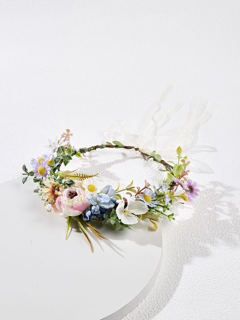 Multicolor Boho Collar  Polyester  Floral Hair Band Embellished   Women Accessories Frozen Hair, Summer Hair Accessories, Flower Hair Band, Moon Wedding, Flower Party, Flower Decor, Senior Pics, Summer Hair, Hair Bands