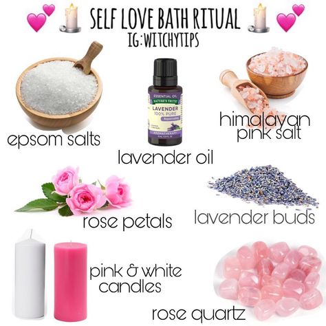 Tips for Witches Everywhere! ✨ on Instagram: “🌸 Self Love Bath Ritual 🌸💕 As Valentine’s Day approaches, there’s no one more important than you! Give yourself a little love with this…” Self Love Bath Ritual, Love Bath Ritual, Self Love Bath, Spiritual Cleansing Bath, Săpunuri Handmade, Spiritual Bath, Bath Recipes, Herbal Bath, Wiccan Spell Book