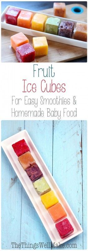 Making fruit ice cubes for smoothies and homemade baby food is the best way to freeze excess fruit so it doesn't take up excess room in your freezer! Smoothie Cubes, Fruit Ice Cubes, Frozen Fruit Smoothie, Freezing Fruit, Smoothie Fruit, Nutribullet Recipes, Fruit Ice, Homemade Baby Foods, Homemade Baby Food