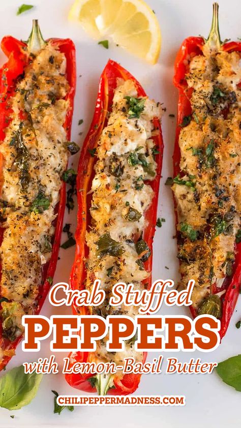 Crab Stuffed Peppers Appetizer, Cajun Crab Recipes, Pappadeaux Stuffed Crab Recipe, Mediterranean Crab Recipes, Faux Crab Recipes, Crab Stuffed Jalapeno Peppers, Crab Meat Stuffing Recipes, Crab Stuffed Peppers, Crab Meat Stuffing