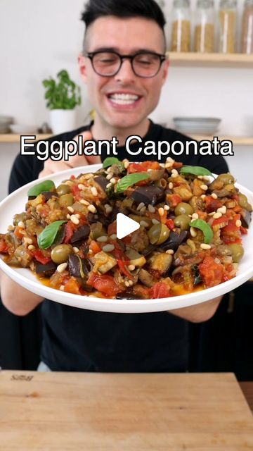 Nico Pallotta on Instagram: "Eggplant Caponata (without fried eggplant) 🍆 ⭐️ RECIPE: GO TO www.theplantbasedschool.com and search 🔍 “Eggplant Caponata” Caponata is a Sicilian eggplant salad bursting with rich sweet and sour flavors that make you think of the sunny Mediterranean. While traditional caponata uses deep-fried eggplant, we make ours with roasted or air-fried ones resulting in an easier and healthier recipe. ⭐️ INGREDIENTS: 2½ pounds (1 kg) eggplants 3 medium, diced and roasted with 1 tablespoon olive oil, ½ teaspoon salt, 2 twists black pepper 2 tablespoons extra virgin olive oil 1 white onion 2 ribs celery 1½ pounds (700 grams) vine tomatoes chopped ½ cup (70 grams) green olives pitted 2 tablespoons (20 grams) capers ¾ teaspoon salt or more to taste ¼ teaspoon black pepper Caponata Recipe Eggplant, Eggplant Caponata Recipe, Sicilian Eggplant, Caponata Recipe, Aubergine Salad, Vine Tomatoes, Eggplant Recipes Easy, Eggplant Caponata, Eggplant Zucchini