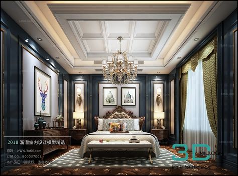 02. EUROPEAN BED ROOM FREE Classical Ceiling Design, Ceiling Design Classic, Classic Ceiling Design, بيوت ملكية, Man Home Decor, Classical Bedroom, Ceiling Classic, Classic Bedroom Design, Luxury Ceiling Design