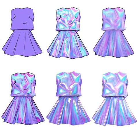 How To Draw Holographic Clothes, Hologram Tutorial Digital Art, Holographic Clothes Drawing Tutorial, How To Draw Irredescent, How To Paint Silk Digital Art, How To Color Holographic Digital, How To Draw Holographic, How To Draw Holographic Fabric, Holographic Drawing Tutorial