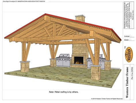 How To Build A Pavillion, Outdoor Pavilion With Fireplace And Kitchen, 20x20 Pavilion Plans, Enclosed Pavilion Outdoor Living, Outdoor Detached Covered Patio Ideas, Pavilion Outdoor Kitchen, Mountain Outdoor Kitchen, Pavilion Furniture Ideas, Diy Outdoor Covered Patio