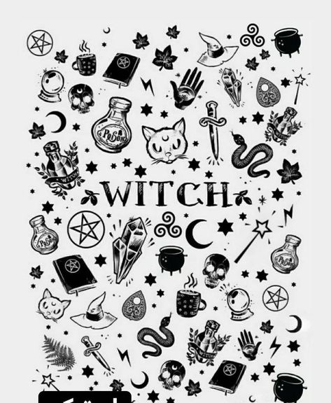 Witch Tattoo, Creepy Tattoos, Spooky Tattoos, Doodle Tattoo, Cute Tiny Tattoos, Hand Tattoos For Women, Tattoo Portfolio, Poke Tattoo, Tattoo Art Drawings