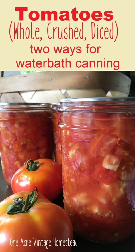 Canning Stewed Tomatoes, Canned Tomato Recipes, Canning Tomatoes Recipes, Water Bath Canning Recipes, Dairy Free Cooking, Home Canning Recipes, Canning Vegetables, Canning Food Preservation, Canned Food Storage