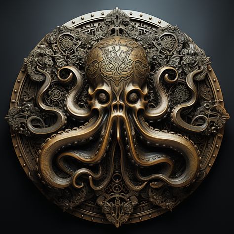 3d emblem of a copper coin depicting an octopus. Great attention to detail to achieve a realistic image. Warm golden tones and characteristic patina. Intricate patterns are included that enhance the emblem's aesthetic appeal To order your image, please contact me #3D, #emblem, #neural network, #design, #art #octopus Fantasy Flag, Leo Jewelry, Art Octopus, Arts Wallpapers, Business Banking, Network Design, Lion Artwork, Copper Coin, Copper Coins