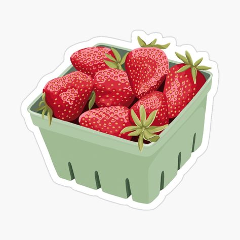 Get my art printed on awesome products. Support me at Redbubble #RBandME: https://www.redbubble.com/i/sticker/Strawberry-Basket-by-jamiemaher15/146127603.EJUG5?asc=u Strawberry Stickers Aesthetic, Strawberry Sticker Aesthetic, Cute Strawberry Sticker, Strawberry Sticker, Strawberry Basket, Strawberry Art, Cute Strawberry, Redbubble Designs, Basket Design