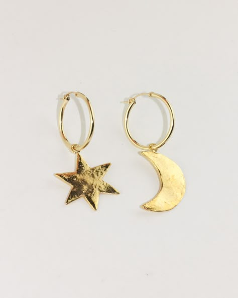 Gold Filled Hoops, Luck Charm, Star Moon, Luck Charms, Lost Wax, Girly Jewelry, Jewelry Inspo, Dream Jewelry, Chic Boutique