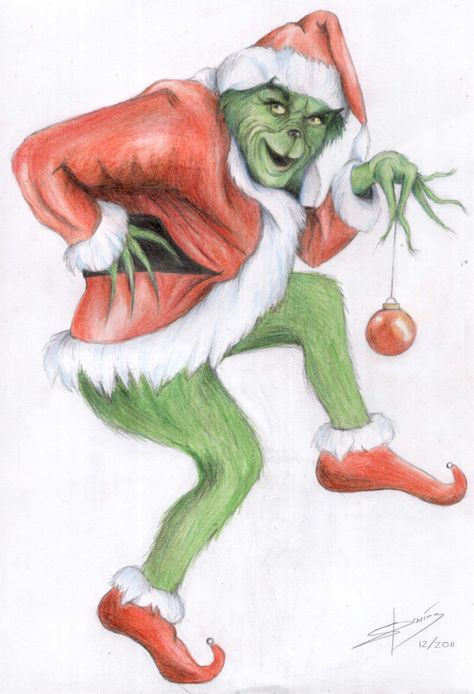 The Grinch as Sam-in-Motion of DeviantArt. Grinch Drawing, Xmas Drawing, Christmas Sketch, Christmas Tree Drawing, Grinch Christmas Tree, Tree Drawing, Christmas Drawing, The Grinch, Color Pencil Drawing