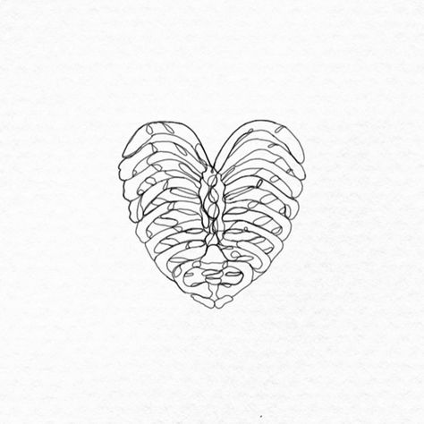 Samson Heart Bones, Heart Bones, Bone Tattoos, Line Art Tattoos, Desenho Tattoo, Aesthetic Tattoo, Dope Tattoos, Simplistic Tattoos, Tattoo Stencils