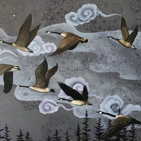 Canadian Goose Art, Flying Goose, American Wallpaper, Canadian Geese, Acrylic Painting Diy, Canadian Goose, Christmas Bird, Acrylic Artwork, Animal Embroidery