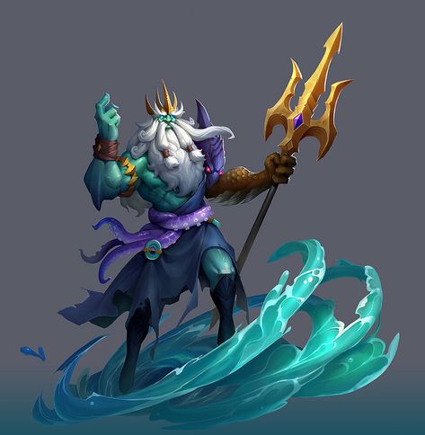 Poseidon Concept Art, Poseidon Character Design, Poseidon Art, Sea Character, Zbrush Character, Greek Mythology Gods, Fantasy Mermaids, Surf Design, Greek And Roman Mythology