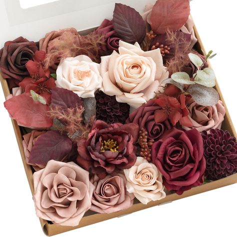 PRICES MAY VARY. 【Burgundy & Dusty Rose】This burgundy and pink collection will evoke the excitement and joy of an intimate city wedding. 【Material】20 pcs flowers+ 9 pcs greenery&accessories. Silk Flowers: Hydrangea x2, Coffee Rose x1, Dusty Rose Vendela Rose x1, Carmine Peony x1, Burgundy Vendela rose x1; Foam Flowers: Burgundy Rose x2, Black Baccara Rose x2, Cinnamon Rose Rose x3, Canyon Rose Rose x2, Dusty Rose Avalanche Rose x2, Marsala Dahlia x2, Petal Pink Pearl Rosea x1; Greenery & Accesso Dusty Rose Floral Arrangements, Vendela Rose, Avalanche Rose, Black Baccara, Canyon Rose, Backyard Wedding Decorations, Cinnamon Rose, Flowers Hydrangea, Rose Floral Arrangements