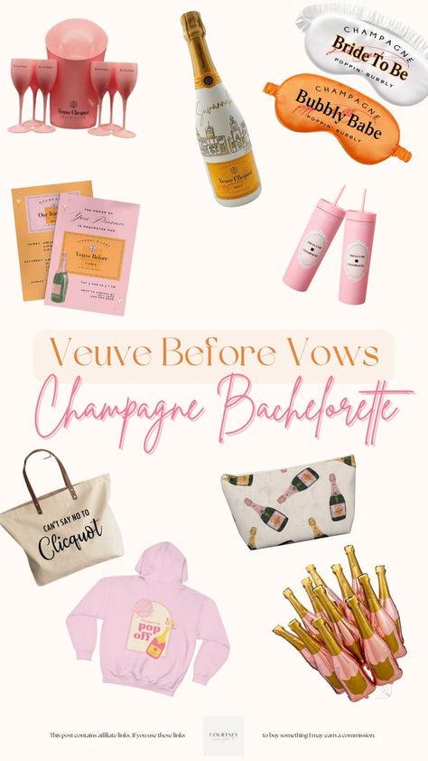 Pop The Champagne Bachelorette Party, Last Rendezvous Bachelorette, Bachelorette Party Champagne Theme, Veuve Party Decor, Veuve Bachelorette Theme, Vueve Bachelorette Theme, Veuve Clicquot Bachelorette Party, Champagne Bachelorette Party Theme, Vueve Champagne Bachelorette