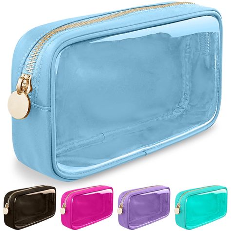 (Ad) Nylon Small Clear Makeup Bag for Purse, Cute Makeup Bag Preppy Cosmetic Zipper Pouch Purse, Waterproof Travel Toiletry Bag Coin Pouch Clutch Make Up Brush Bag Organizer Storage for Women Ladies(Blue) Makeup Bag For Purse, Clear Makeup Bag, X Makeup, Cute Makeup Bag, Makeup Pouches, Clear Cosmetic Bag, Cute Makeup Bags, Bag Transparent, Clear Makeup Bags