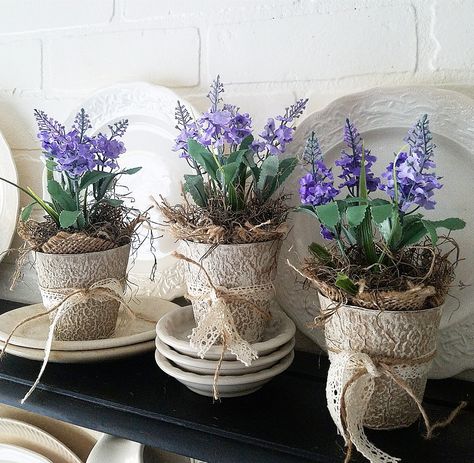 Country Gift Ideas, French Country Crafts, Country Craft Ideas, Peat Pots, Potted Lavender, French Country Rug, French Country Furniture, Seed Pots, Country Diy