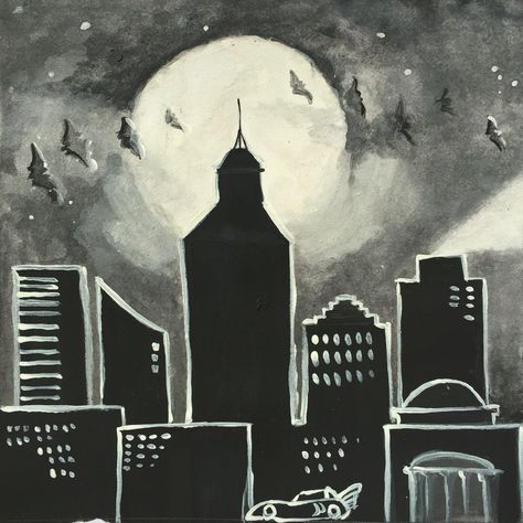 Gotham city   #watercolor #painting #pregnanthobby Gotham City Drawing, City Watercolor Painting, City Watercolor, Building Drawing, Arkham City, City Drawing, City Painting, Open When, City Buildings