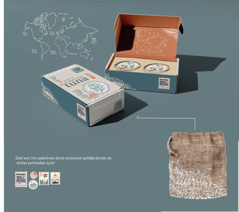 Tuna Tin on Behance Interesting Packaging, Paper Pin, Brand Presentation, Box Packaging Design, Project Photo, Box Packaging, Creative Work, Packaging Design, Presentation