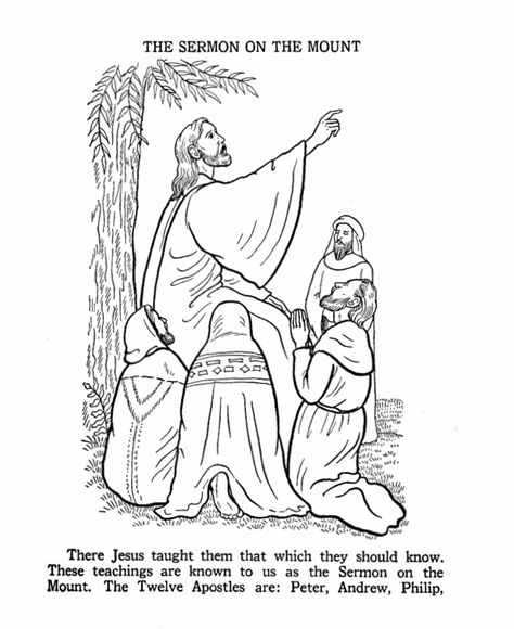 The Sermon on the Mount coloring page Bible Projects, Jesus Teaching, Bible Coloring Sheets, The Sermon On The Mount, Jesus Coloring Pages, Sermon On The Mount, Bible Teaching, Jesus Teachings, Catholic Crafts