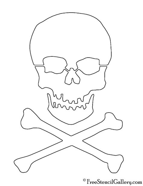 Skull and Crossbones Stencil | Free Stencil Gallery Graffiti Stencil Template, Skull Stencil Printable, Pirate Party Games, Giant Paper Flowers Template, Free Stencils Printables, Skull And Cross Bones, Simple Skull, Cool Stencils, Skull Stencil