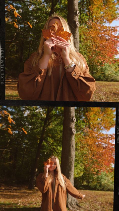 Cool Fall Photoshoot, Autumn Instagram Photos Ideas, Fall Ideas For Pictures, Artsy Fall Photoshoot, Autumn Photoshoot Aesthetic, Autumn Photo Inspiration, Fall Trees Photoshoot, Fall Aesthetic Photo Ideas, Fall Vintage Photoshoot